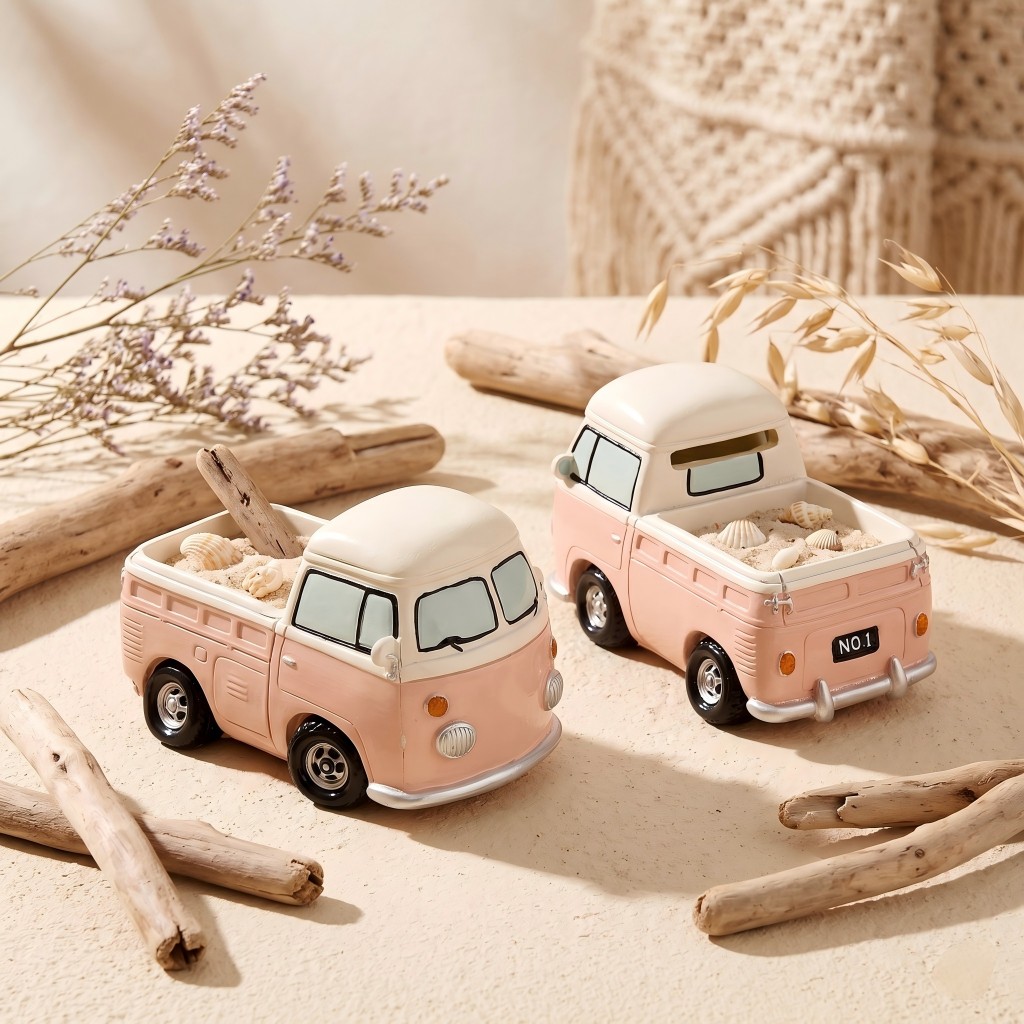Mini-bus rose vintage en résin - Echeveria Succulent avis et prix